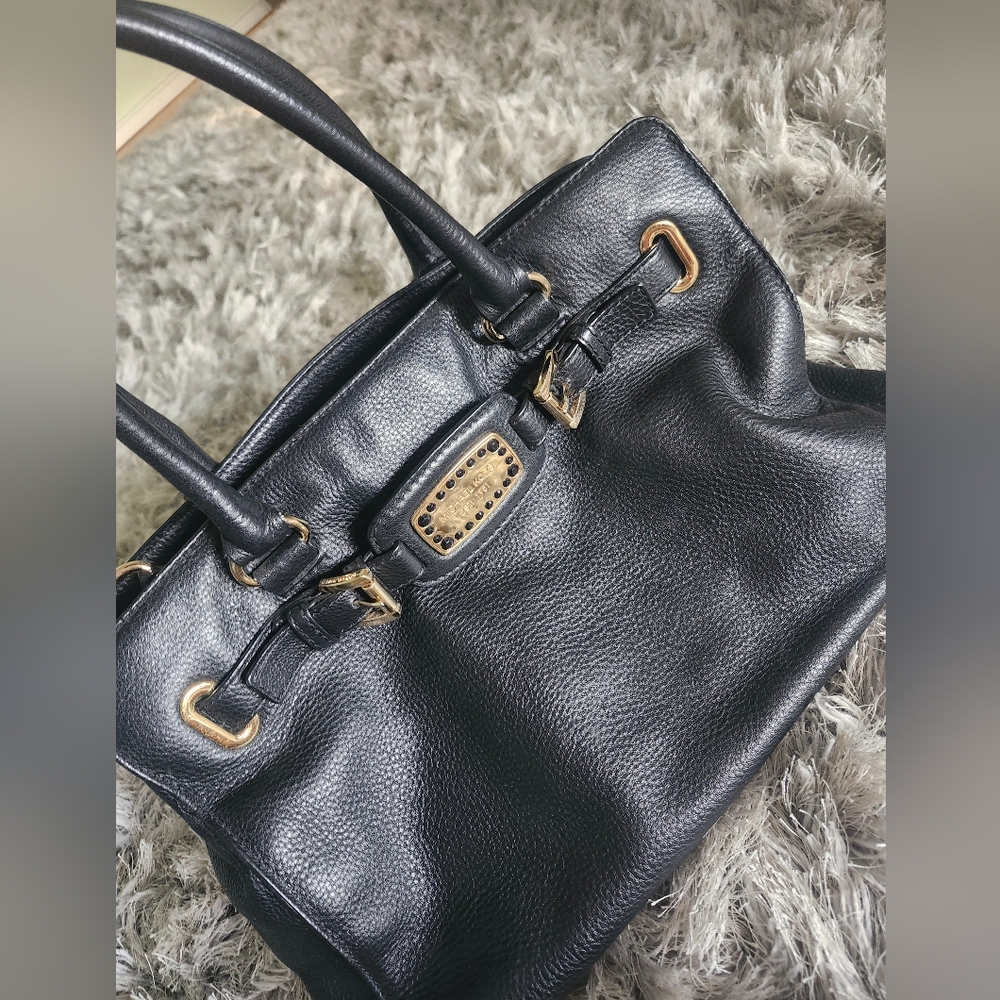 Michael Kors Hamilton Black Leather Bag